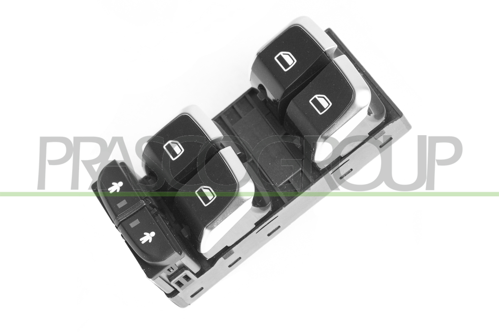 FRONT DOOR LEFT WINDOW REGULATOR PUSH-BUTTON PANEL-BLACK/CHROME EDGE-4 SWITCHES-10 PINS