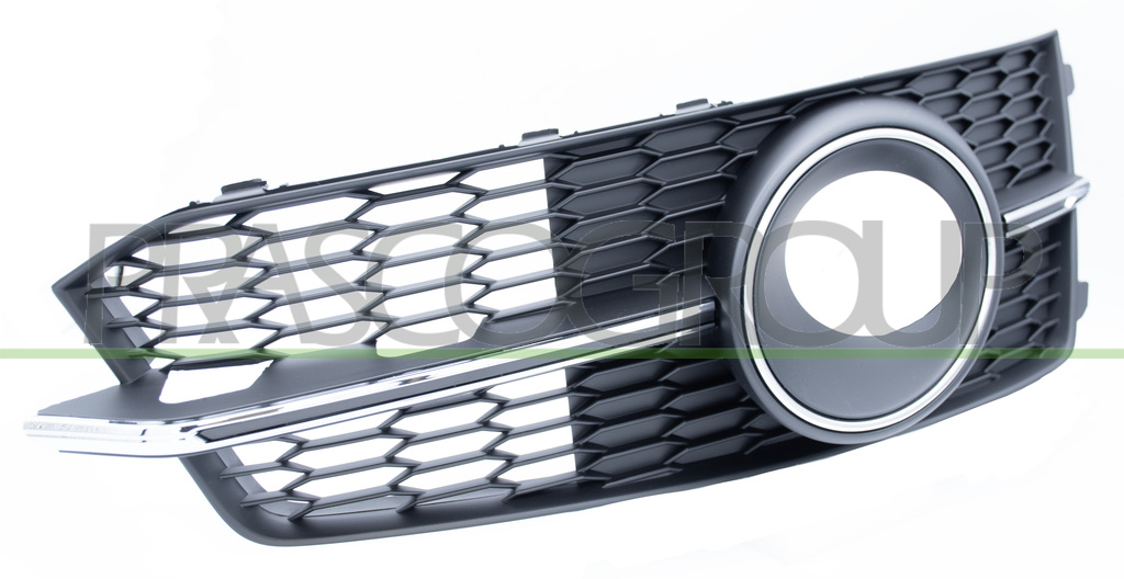 BUMPER GRILLE RIGHT-BLACK-WITH FOG LAMP HOLES-WITH CHROME FRAME AND CHROME MOLDING MOD. S-LINE