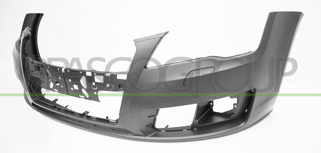 FRONT BUMPER-PRIMED-WITH HEADLAMP WASHER HOLES+WASHER COVER-WITH TOW HOOK COVER-WITH PDC CUTTING MARKS