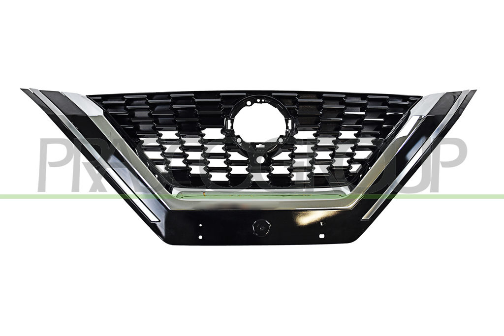 RADIATOR GRILLE-BLACK-GLOSSY-WITH CHROME MOLDING-WITH CAMERA VIEW HOLE