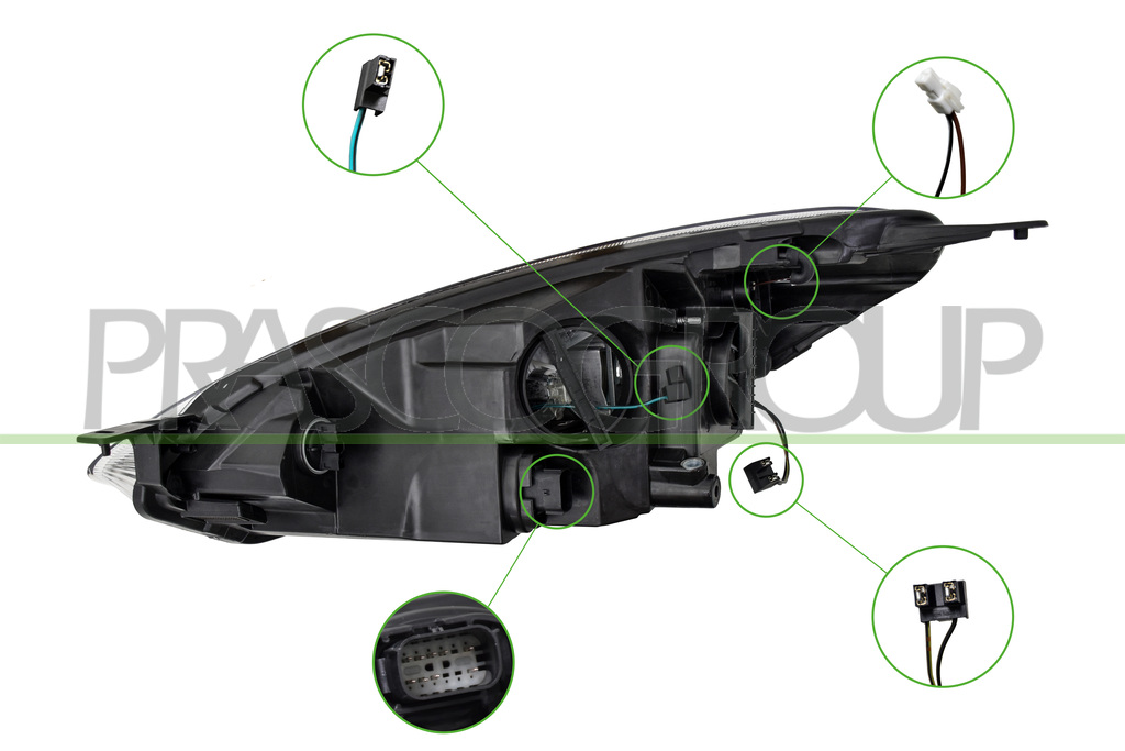 PROIETTORE DESTRO H7+H1-ELETTRICO-CON MOTORE-CON LUCE DIURNA-CROMATO-LED