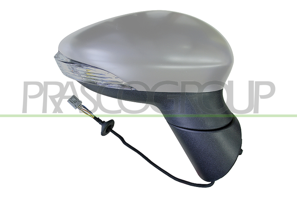 DOOR MIRROR RIGHT-ELECTRIC-PRIMED-HEATED-WITH LAMP-ASPHERICAL-CHROME-6 PINS