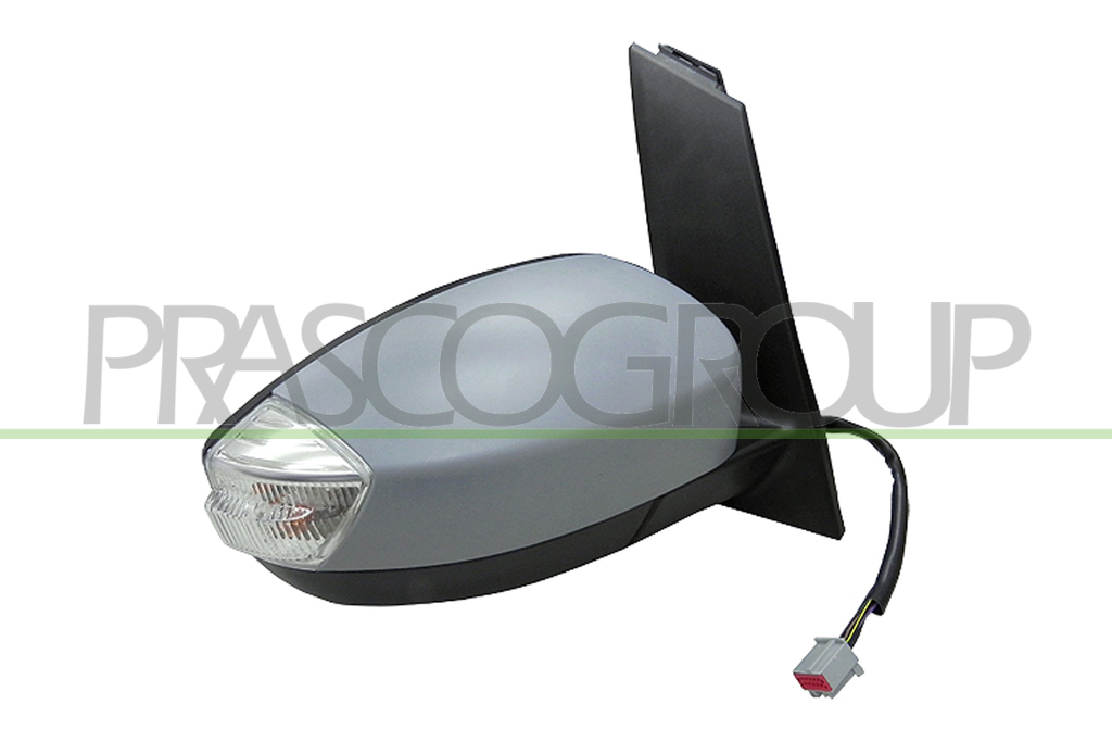 DOOR MIRROR RIGHT-ELECTRIC-PRIMED-HEATED-WITH LAMP-CONVEX-CHROME