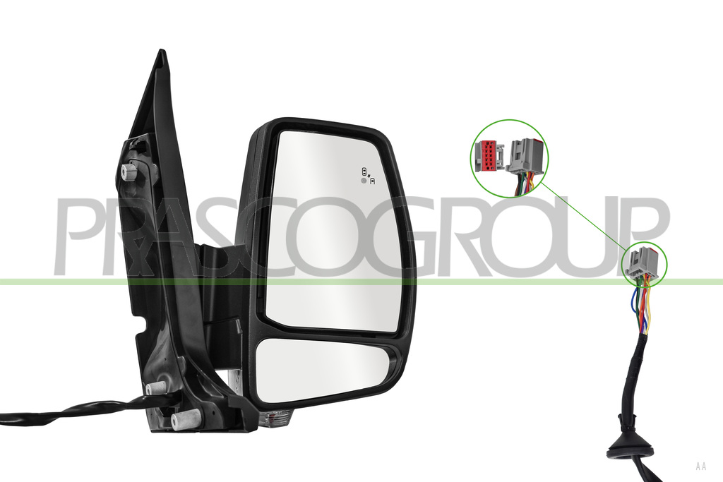 ESPEJO DERECHO ELECTRICO-NEGRO-TERMICO-CON PILOTO-ABATIBLE-CON BLIS-CONVEXO-10 PINES