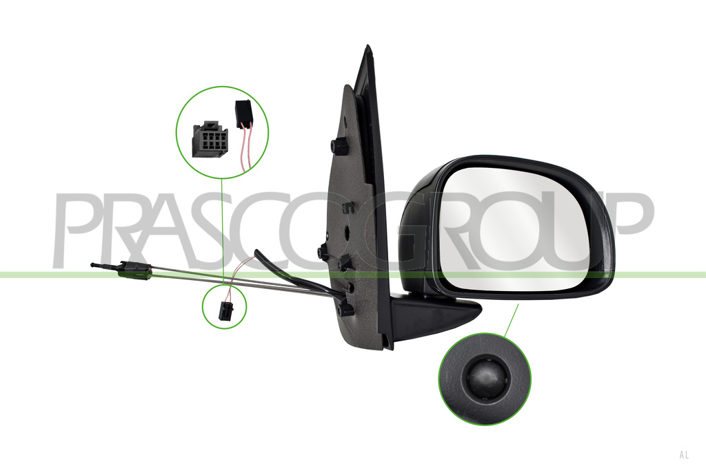 DOOR MIRROR RIGHT-CABLE-BLACK-WITH SENSOR-CONVEX-CHROME