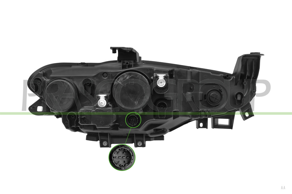 PHARE GAUCHE H7+H15-ELECTRIQUE-AVEC MOTEUR-NOIR-MONTAGE A.L. MOD. 10/20 >
