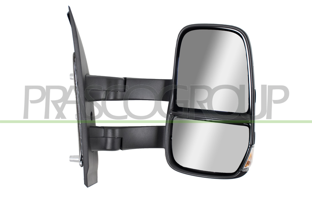 DOOR MIRROR RIGHT-ELECTRIC-BLACK-HEATED-WITH LAMP-WITH LONG ARM