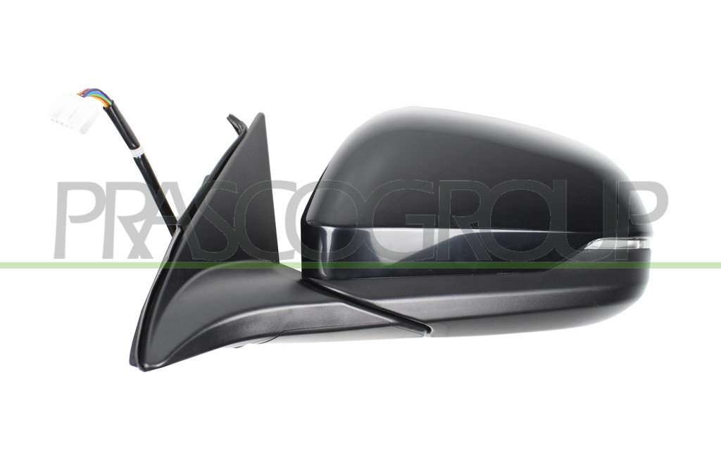 DOOR MIRROR LEFT-ELECTRIC-BLACK-WITH LAMP-FOLDABLE-CONVEX-CHROME