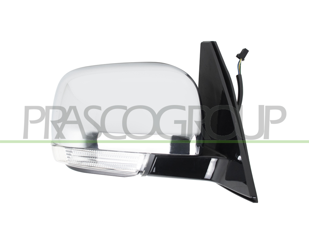 ESPEJO DERECHO ELECTRICO-NEGRO-CON PILOTO-CONVEXO/CROMADO-CON CARCASA CROMADA-5 PINES