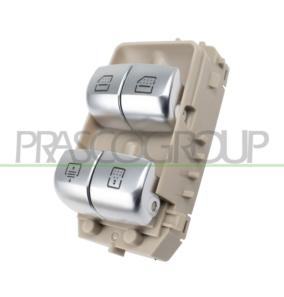 FRONT DOOR RIGHT WINDOW REGULATOR PUSH-BUTTON PANEL-BEIGE-2 SWITCHES-WITH REAR SUN PROTECTION FUNCTION-3 PINS