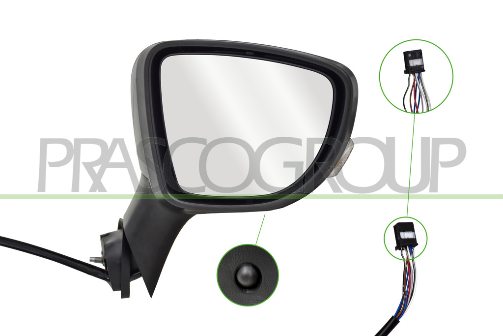 RETROVISORE DESTRO-ELETTRICO-CON PRIMER-TERMICO-CON FANALE-CON SONDA-CONVESSO-9 PINS