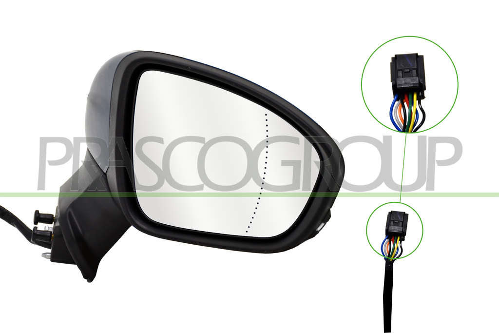 RETROVISORE DESTRO-ELETTRICO-CON PRIMER-TERMICO-CON FANALE-CON SONDA-ASFERICO-9 PINS