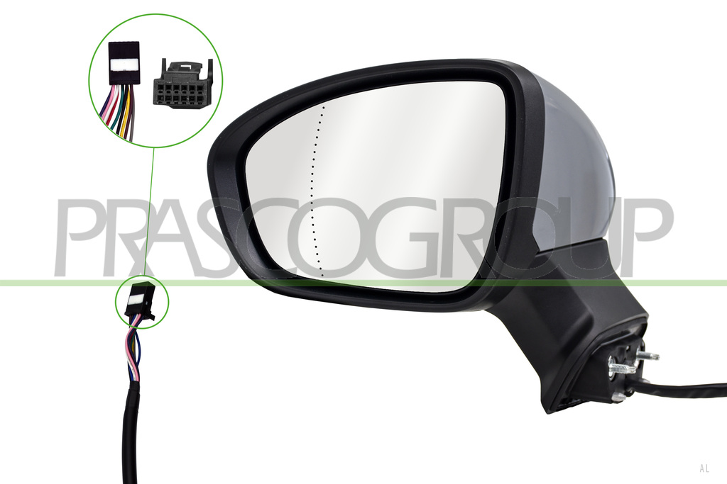 RETROVISORE SINISTRO-ELETTRICO-CON PRIMER-TERMICO-CHIUDIBILE-CON FANALE-ASFERICO-9 PINS