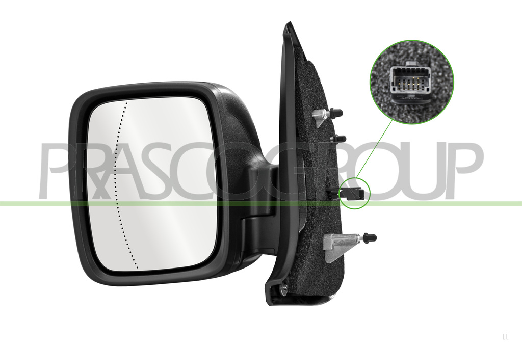 RETROVISORE SINISTRO-ELETTRICO-NERO-TERMICO-CON FANALE-ASFERICO-7 PINS