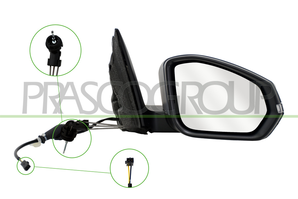 RETROVISORE DESTRO-A CAVI-CON PRIMER-CON FANALE-CONVESSO-2 PINS