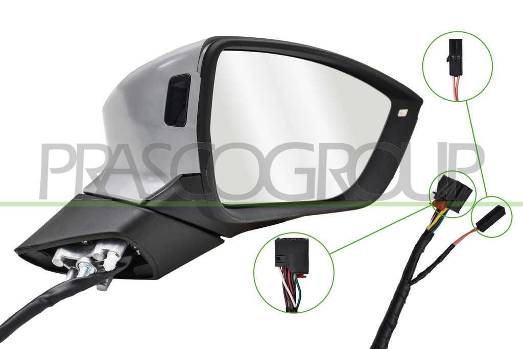 RETROVISORE DESTRO-ELETTRICO-CON PRIMER-TERMICO-CHIUDIBILE-CON FANALE-CON LUCE CORTESIA-CON MEMORIA-CON BLIS-CONVESSO-15 PINS