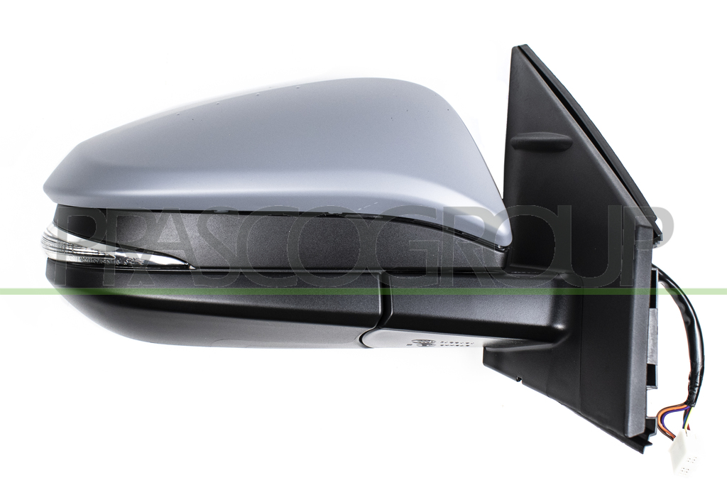 DOOR MIRROR RIGHT-ELECTRIC-HEATED-FOLDABLE-PRIMED-WITH LAMP-CONVEX-CHROME
