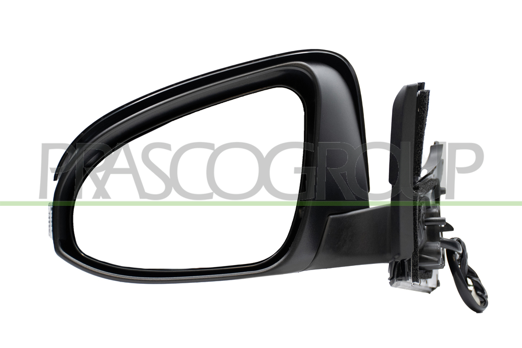 RETROVISEUR GAUCHE-ELECTRIQUE-AVEC APPRET-CHAUFFANT-RABATTABLE-AVEC FEU-AVEC MOULURE NOIR BRILLANTE-CONVEXE-CHROME'-9 BROCHES