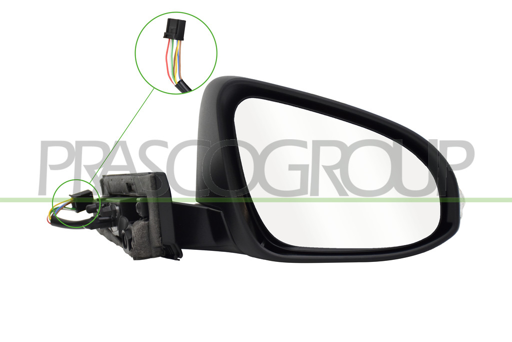 DOOR MIRROR RIGHT-ELECTRIC-PRIMED-HEATED-WITH LAMP-CONVEX-7 PINS