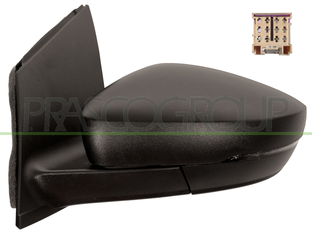 RETROVISEUR GAUCHE ELECTRIQUE-NOIR-CHAUFFANT-AVEC FEU REPETITEUR-ASPHERIQUE/CHROME'-CONNECTEUR CARRE'-12H6P MOD. > 11/09