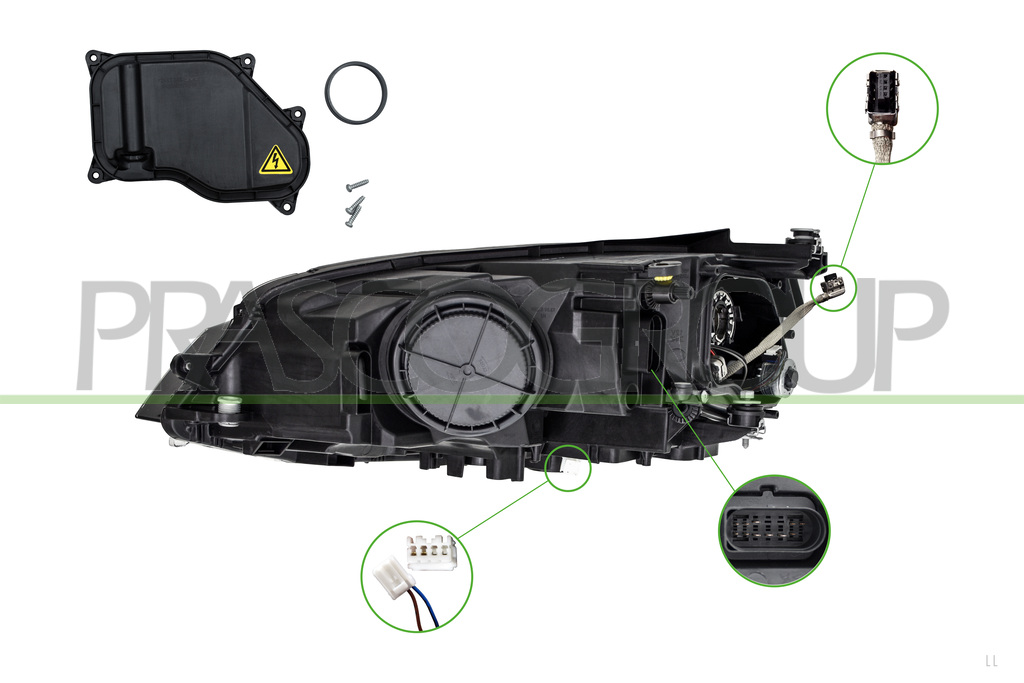 PROIETTORE DESTRO XENON D3S+H7-ELETTRICO-CON MOTORE-NERO MOD. GTD