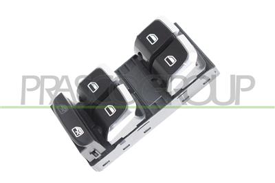 FRONT DOOR LEFT WINDOW REGULATOR PUSH-BUTTON PANEL-BLACK/CHROME EDGE-4 SWITCHES-10 PINS