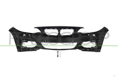 PARAURTI ANTERIORE CON PRIMER-CON TAPPO COPRIGANCIO-CON FORI PDC E PARK ASSIST+SUPPORTI-CON FORI LAVAFARI MOD. M-TECH