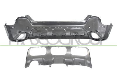 REAR BUMPER-BLACK-TEXTURED-WITH MOLDING-WITH PDC AND PARK ASSIST HOLE+SENSOR HOLDERS