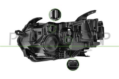 SCHEINWERFER RECHTS-H1-MIT LWR-OHNE MOTOR-MIT WEISSEMRAND-LED MOD. 23 >