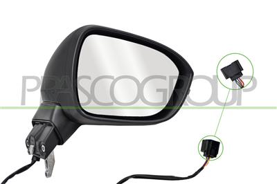 DOOR MIRROR RIGHT-ELECTRIC-PRIMED-WITH LAMP-CONVEX-5 PINS MOD. VISIA, ACENTA