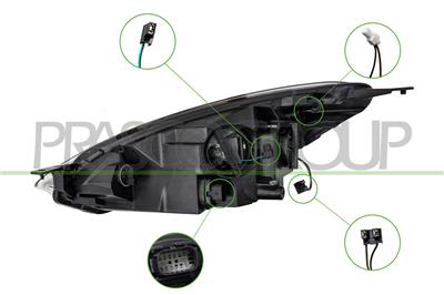 PROIETTORE DESTRO H7+H1-ELETTRICO-CON MOTORE-CON LUCE DIURNA-CROMATO-LED