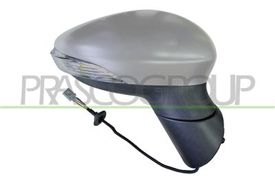 DOOR MIRROR RIGHT-ELECTRIC-PRIMED-HEATED-WITH LAMP-ASPHERICAL-CHROME-6 PINS
