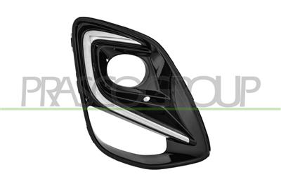 FRONT BUMPER GRILLE RIGHT-BLACK-GLOSSY-WITH FOG LAMP HOLE-WITH CHROME MOLDING