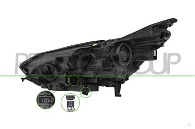 PHARE DROIT H7+H1-ELECTRIQUE-AVEC MOTEUR-SANS UNITE' DE CONTROL-AVEC FEU DE JOUR LED-MONTAGE VALEO