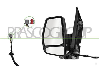 ESPEJO IZQUIERDO-ELECTRICO-NEGRO-TERMICO-ABATIBLE-CON PILOTO-CONVEXO-8 PINES