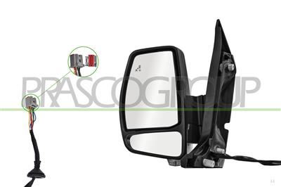 ESPEJO IZQUIERDO-ELECTRICO-NEGRO-TERMICO-ABATIBLE-CON PILOTO-CON BLIS-CONVEXO-10 PINES