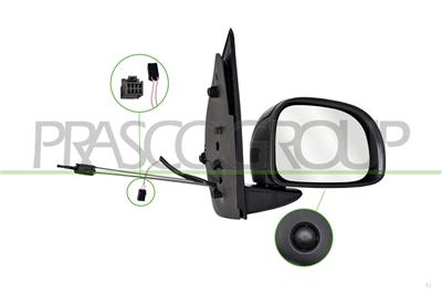 DOOR MIRROR RIGHT-CABLE-BLACK-WITH SENSOR-CONVEX-CHROME