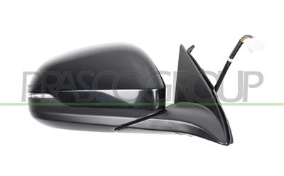 DOOR MIRROR RIGHT-ELECTRIC-BLACK-WITH LAMP-FOLDABLE-CONVEX-CHROME