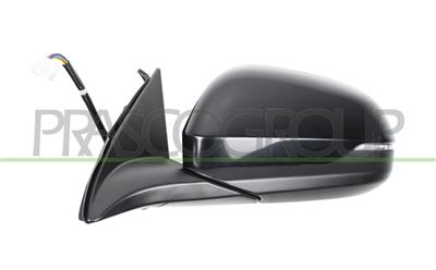 DOOR MIRROR LEFT-ELECTRIC-BLACK-WITH LAMP-FOLDABLE-CONVEX-CHROME