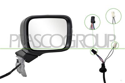 RETROVISORE DESTRO-ELETTRICO-NERO-TERMICO-CON SONDA-CON FANALE-CONVESSO-8 PINS