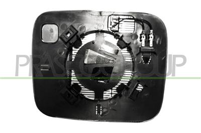 MIRROR GLASS BASE RIGHT-HEATED-CONVEX-CHROME