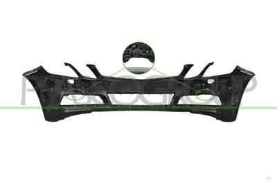 FRONT BUMPER-PRIMED-WITH TOW HOOK COVER-WITH HEADLAMP WASHER HOLES-WITH CUTTING MARKS FOR PDC AND PARK ASSIST-WITH DAY RUNNING LIGHT HOLES