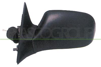 DOOR MIRROR LEFT-WITH LEVER-BLACK-FLAT-CHROME