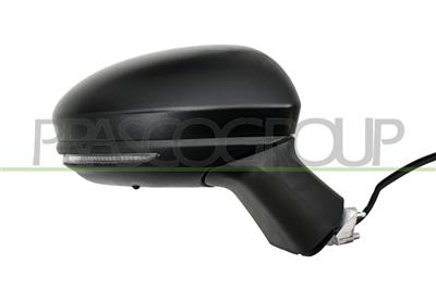 DOOR MIRROR RIGHT-ELECTRIC-HEATED-BLACK-WITH SENSOR-WITH LAMP-CONVEX-9 PINS