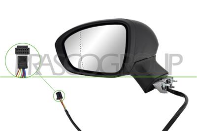 SPIEGEL LINKS-ELEKTRISCH-SCHWARZ-HEIZBAR-MIT BLINKER-ASPHAERISCH-7 PINS