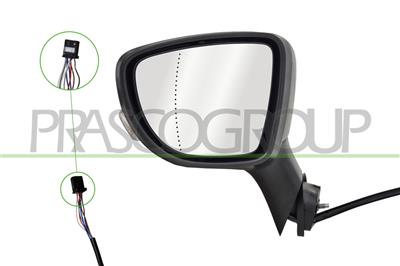 DOOR MIRROR LEFT-ELECTRIC-PRIMED-HEATED-WITH LAMP-ASPHERICAL-7 PINS