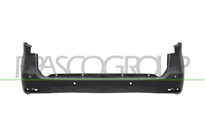 REAR BUMPER-BLACK-TEXTURED FINISH-WITH PDC HOLES-WITH TOW HOOK COVER+SUPPORTS-WITH PARK ASSIST HOLES