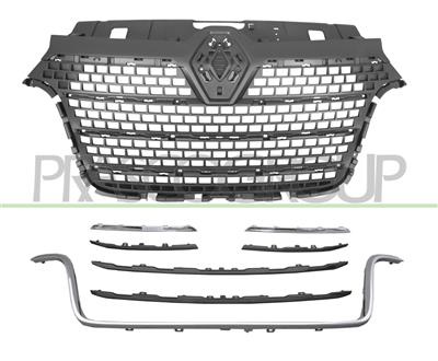 RADIATOR GRILLE-BLACK-WITH 3 CHROME MOLDINGS AND 4 BLACK-GLOSSY MOLDINGS