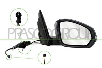 RETROVISORE DESTRO-A CAVI-CON PRIMER-CON FANALE-CONVESSO-2 PINS
