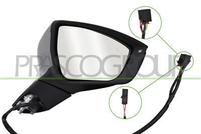 DOOR MIRROR RIGHT-ELECTRIC-PRIMED-HEATED-FOLDABLE-WITH LAMP-WITH BLIS-CONVEX-10 PINS